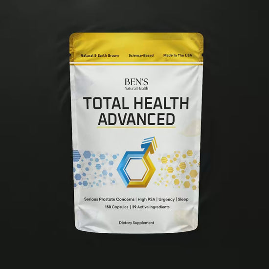Total Health Advanced supplement pouch on rippling dark water