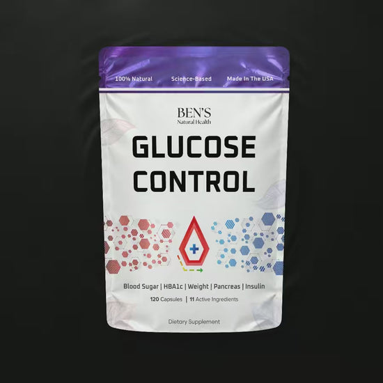 Glucose Control supplement pouch on rippling dark water