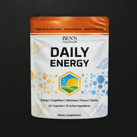Daily Energy supplement pouch on rippling dark water