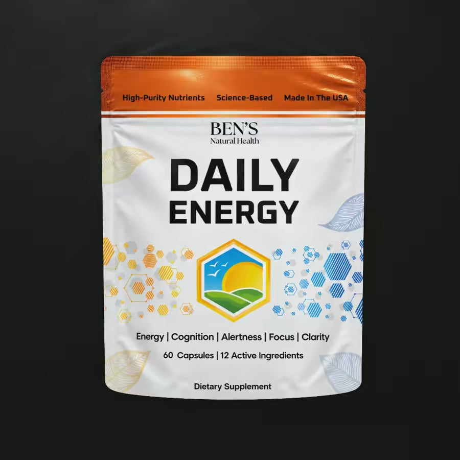 Daily Energy supplement pouch on rippling dark water