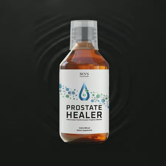 Prostate Healer supplement pouch on rippling dark water